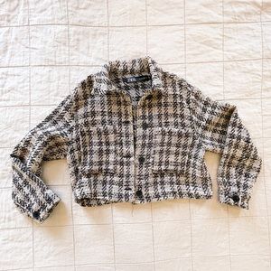 Zara patch pocket tweed textured overshirt / jacket NWOT
